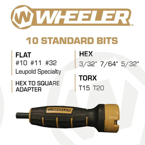 Wheeler torque wrench with standard bits for Digital FAT Firearms Accurizing Torque Wrench With Interchangeable Bits And LCD Display
