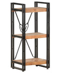 3 Tier Industrial Bookcase With Solid Acacia Wood And Black Steel Frame For Small Spaces, Rustic Modern Display Shelf