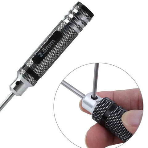 2.5mm wrench from 7-Piece RC Hex Driver Set Tool Kit For Drones And RC Cars With Aluminum Handle And Steel Wrenches