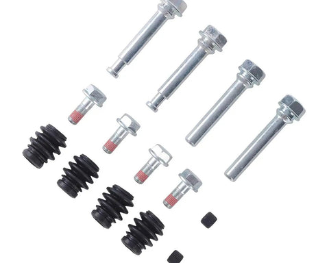 Heavy Duty Front Brake Caliper Slider Bolt Guide Pin Sleeve Boot Bushing Kit Fits Ford Fiesta MK6 MK7 2008-2017, metal bolts and black boots