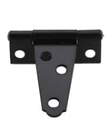 Front view of 2 inch black T-shaped iron door hinge with 6 locating screw holes for outdoor use. Part of 4Pcs set, weather-resistant