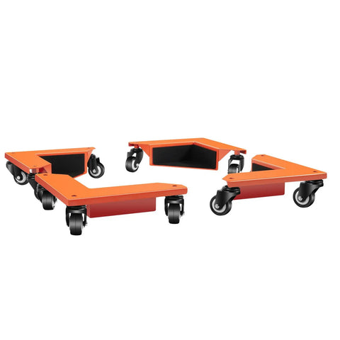 Heavy Duty Furniture Dolly Set Of 4 For Moving Appliances And Heavy Gear With Triangular Steel Frame And Smooth Polyurethane Wheels Capable Of Handling Up To 1409 Lbs Total Load Capacity For Home Remodeling Journeys. Triangular design and 360-degree swivel casters.