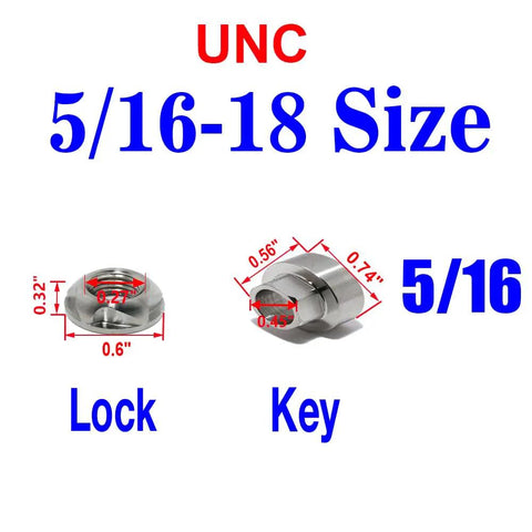 Anti-Theft Locking Nuts 5/16-18 Stainless Steel Security Kit With 4 Locks And 1 Key dimensions image