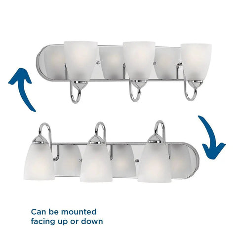 Gather Collection 3 Light Bath Vanity Light With Etched Glass Shades In Polished Chrome 24 Inch Width Traditional Yet Modern
