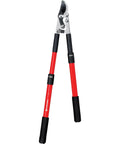 Extendable Handles Compound Action Bypass Lopper For Thick Branches Up To One And A Half Inches, red handles, steel blades