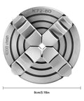 Heavy Duty 4 Jaw Independent Lathe Chuck With 3 Inch Reversible Jaws Manual Machine Shop Workhorse top view showing 8cm size.