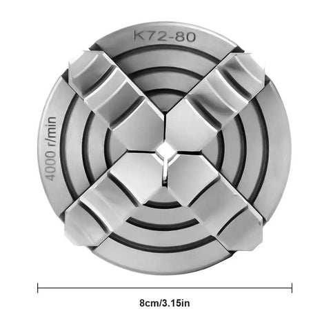 Heavy Duty 4 Jaw Independent Lathe Chuck With 3 Inch Reversible Jaws Manual Machine Shop Workhorse top view showing 8cm size.