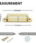Solid Brass Cabinet Pull With Backplate, 6.5 Inch L-Shaped Handle In Polished Unlacquered Finish, measurement diagram with screws