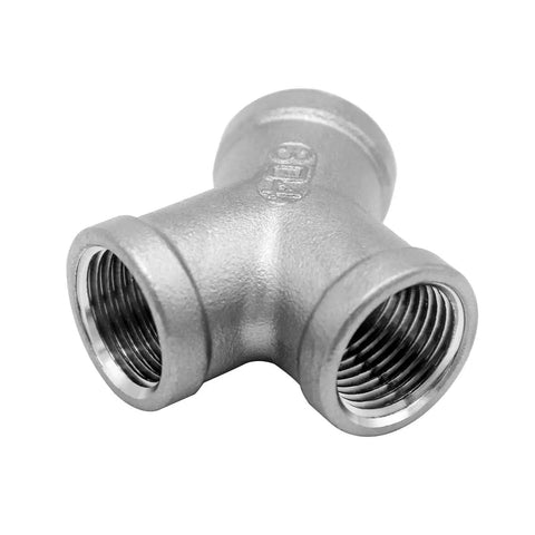 Beduan Tee 3/4 NPT Female Y Shaped 3 Way Cast Pipe Fitting Stainless Steel 304, silver, three-way connector
