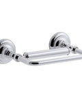 Artifacts Pivoting Toilet Tissue Holder in Polished Chrome with durable metal build and quick change spindle, wall mounted view.