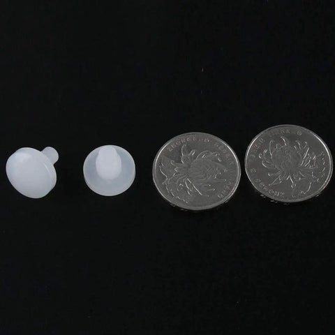 300 Piece Pack Of 7Mm White Stem Furniture Bumpers For Glass Tables And Patio Chairs with two styles shown next to coins.
