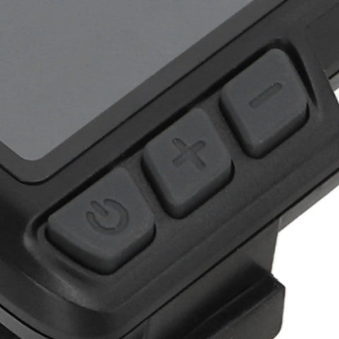 Close-up of buttons on EN06 LCD Display Panel For Electric Bikes With USB Power Real Time Speed And Battery Readout Waterproof Connector