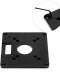 Detail of Six Piece Aluminum Alloy Milling Flip Board Inset Plate Kit for Router Tables showing a corner adjustment screw.