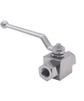 High Pressure Hydraulic Ball Valve 3/8 NPT Female Threaded Shut Off, 7250 PSI Rated, with long easy turn handle, carbon steel