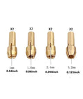 Get These Epic 2 Piece Brass Drill Chuck Adapters With Micro Collets For Your Rotary Tool, sizes ranging from 0.04 to 0.125 inches.