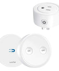 Mini Remote Control Outlet Plug Adapter With 656ft Range Wireless Light Switch for Household Appliances, white, front and back view