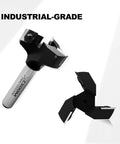 Pro Grade Heavy Duty CNC Spoilboard Surfacing Router Bit With Half Inch Shank And Two Inch Cutting Diameter Three Wing Coated Carbide Inserts