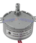 Front view of TYD-50 110V AC Synchronous Motor 8-10 RPM CW CCW Permanent Magnet, showing metal casing and specifications label.