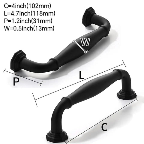 10 Pack 4 Inch Hole Center Matte Black Heavy Duty Solid Cabinet Pulls For Dressers Bathrooms Kitchens And Cabinets Durable Zinc Alloy Hardware With Premium Matte Finish dimensions