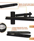 Beefy Heavy Duty Stainless Steel Hidden Door Pivot Hinge System for Wooden Doors 360 Degree Rotation Invisible Door Hinges Set Black Finish 1 Pack Rugged Construction Premium Furniture Hardware, showing components and close-up of bearing.