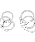 Stainless Steel C Clip Circlip External Retaining Rings Set 9mm To 14mm with Box, shown laid flat for mechanical assemblies.