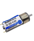 DC 6V 12V Gear Motor Featuring Knockout Speed Control Reversible CW CCW Operation Hella Tough Reduction Gearbox angled view with label.