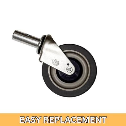 Top view of Beefy 5 Inch Swivel Caster Wheel With Thermoplastic Rubber Quiet Smooth Industrial Wheel for office chairs and carts.
