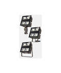 Top Shelf Led Wide Floodlight Delivering Knockout Brightness At 252 Watts 33900 Lumens 5000K 120-277V Built Like A Tank In Carbon Bronze With Easy 0-10V Dimming For No Sweat Installations, showcasing three angle options.