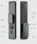 Full Automatic Smart Fingerprint Door Lock With App Remote Unlock Digital Password Zinc Alloy Build shown with details and features.