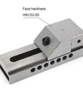 Heavy Duty Manual CNC Clamping Vise With Rock Solid Jaws For Round And Square Stock Integrated Slots fast acting clamp profile view.
