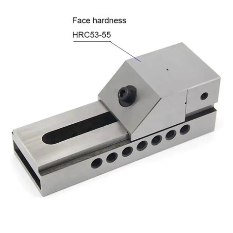 Heavy Duty Manual CNC Clamping Vise With Rock Solid Jaws For Round And Square Stock Integrated Slots fast acting clamp profile view.