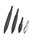 Field Points Set Archery, 12 ScrewIn Target Points, black and silver arrowheads, various sizes for precise shots