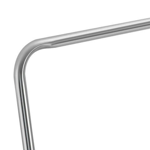 Close-up of durable stainless steel foldable handle on Commercial Mobile Fryer Oil Filter Machine 14.5 Gallon Capacity 370W High Output Pump Pulls Double Duty Quick Flow Multi Stage Cleanup.