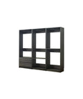 Heavy Duty Freestanding Wood Closet System Modular Organization Unit With Gray Finish, featuring four shelves and one drawer.