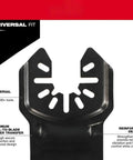 Oscillating Multi Tool Blade Set 9 Piece Titanium Enhanced Blades With Carbide Teeth For Up To 50x Longer Life close-up of universal fit