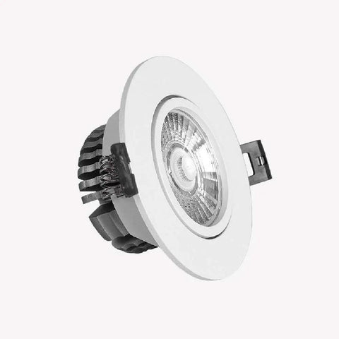 WKNHHL Recessed Lighting Housing Trim Kits Aluminum Adjustable Angle Led Downlight Embedded Ceiling Panel Lamp Commercial Use Round Recessed Spotlight Flood Light,White Lig,Whit. Adjustable angle LED downlight in white finish.