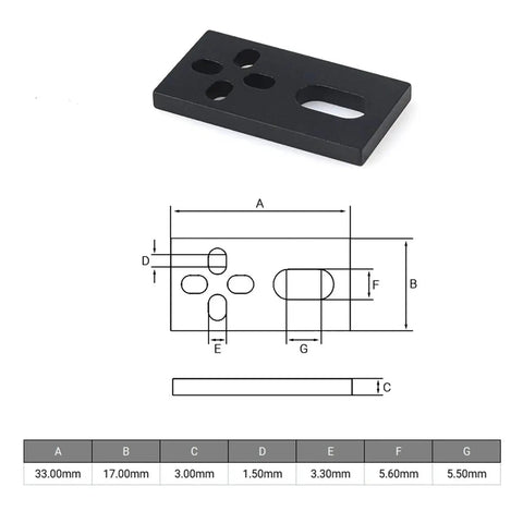 Four Pack Micro Limit Switch Plate 6063 T5 Aluminum For 3D Printer Hardware Components Groove Frame CNC Machines Durable Mounts With Four M3 Slotted Holes And Elongated M5 Hole For Easy Positioning, 33x17x3 mm