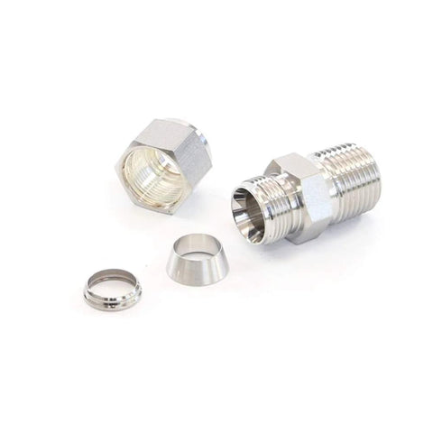 Beduan 304 stainless steel compression fitting straight adapter, 5/16 in tube OD to 1/2 in NPT male, double ferrules