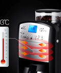 Coffee Maker Single Serve Espresso Machine With Blue Capsule Variety Pack display showing temperature and features