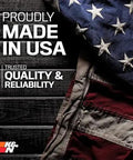 Image of an American flag with text 'Proudly Made in USA, Trusted Quality & Reliability' highlighting product's origin and reliability.