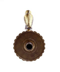 Front view of Outdoor Brass Garden Faucet With Bird Shaped Bibcock, 4.5 Inch Spigot, Decorative Antique Finish, showing bird detail.