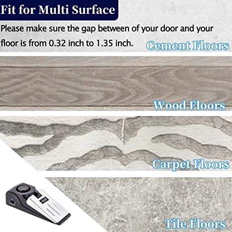 Door stop alarm wedge, front view; black and silver, 120dB, pack of 2, Amazon.
