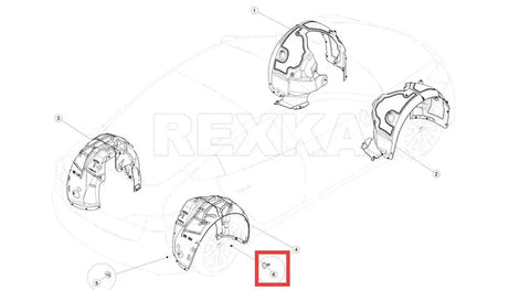 Diagram of Tesla 20 Piece 8mm Bumper Cover Undertray Push Type Retainer Clips for Model 3, Y, X, S; fastener parts highlighted.