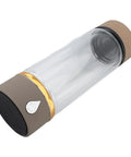 Keep It Fresh And Locked In With This Portable Hydrogen Water Bottle Featuring USB Rechargeable Tech And Stainless Steel Build For Antioxidant Rich Hydration At The Gym Or Office All Day Long, showcasing a clear glass and gold stainless steel design.