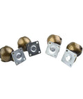 Four Pack Of 1.5 Inch Gold Ball Caster Wheels For Sofas And Ottomans Featuring Smooth 360 Degree Swivel Casters To Roll Furniture Around Home Without Breaking A Sweat Or Scratching Floors Ever - close-up of gold ball casters with mounting plates