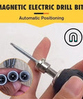 Close-up of Magnetic Positioning Screwdriver Bits Set Five Pack For Drywall And Plasterboard PH2 Bits with drill demonstration.