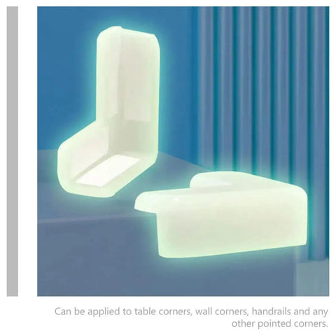 10 Pack Light Green PVC Corner Guards With Double Sided Adhesive for Safe Furniture Edges and Wall Protection, glowing in dim light