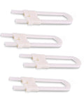 U Shape Cabinet Door Locks For Kid Proofing Double Doors Simple Install Child Safety Latches, set of four in white durable ABS.