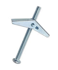 Heavy Duty Hollow Wall Anchors Kit With 20 Pieces For Drywall And Ceiling Mounts Easy To Install Toggle Bolts And Wing Nut Set In Three Sizes One Eighth Inch Three Sixteenths Of An Inch One Quarter Inch Rust Resistant Metal, showing metal toggle bolt with wing nut