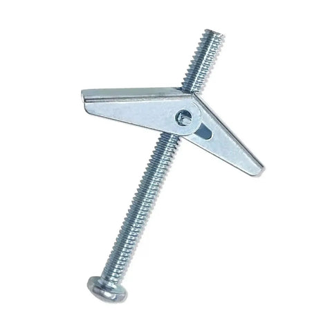 Heavy Duty Hollow Wall Anchors Kit With 20 Pieces For Drywall And Ceiling Mounts Easy To Install Toggle Bolts And Wing Nut Set In Three Sizes One Eighth Inch Three Sixteenths Of An Inch One Quarter Inch Rust Resistant Metal, showing metal toggle bolt with wing nut